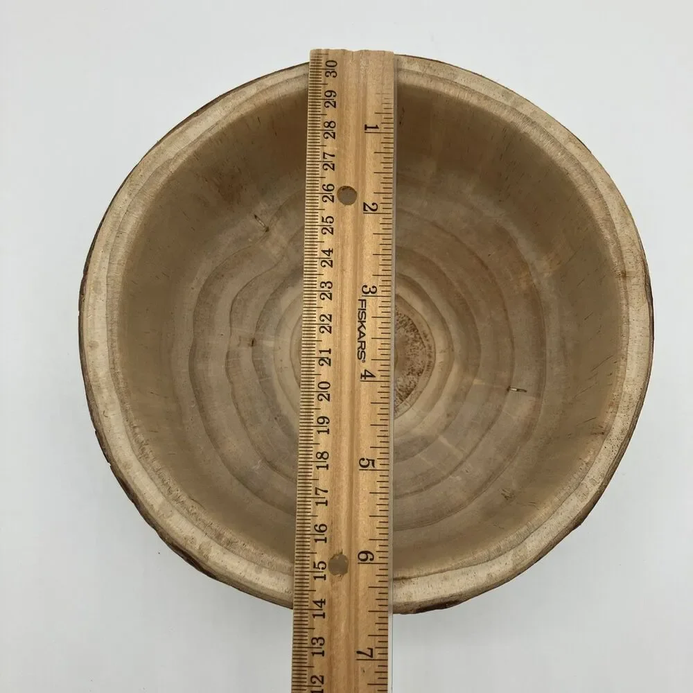 Rustic Handcrafted Wood Bowl Live‎ Exterior Natural Bark Organic Decor Handmade